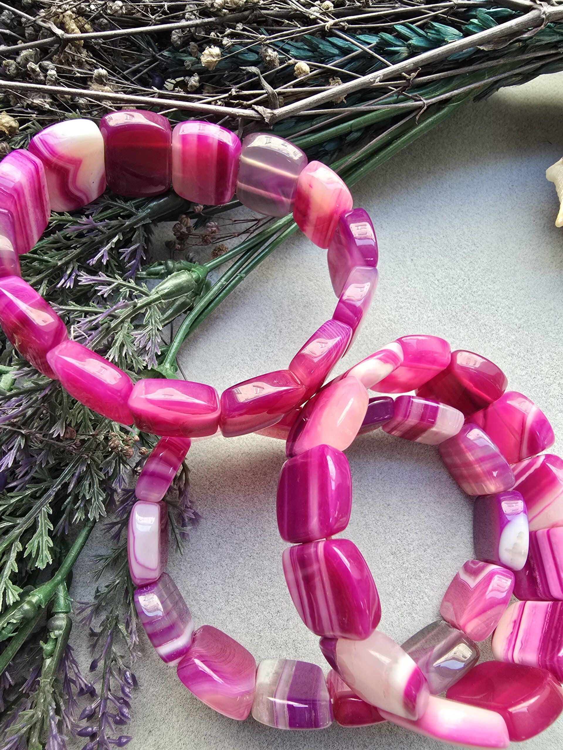 20 Mm Pembe Madagaskar Akik Tasi Bileklik