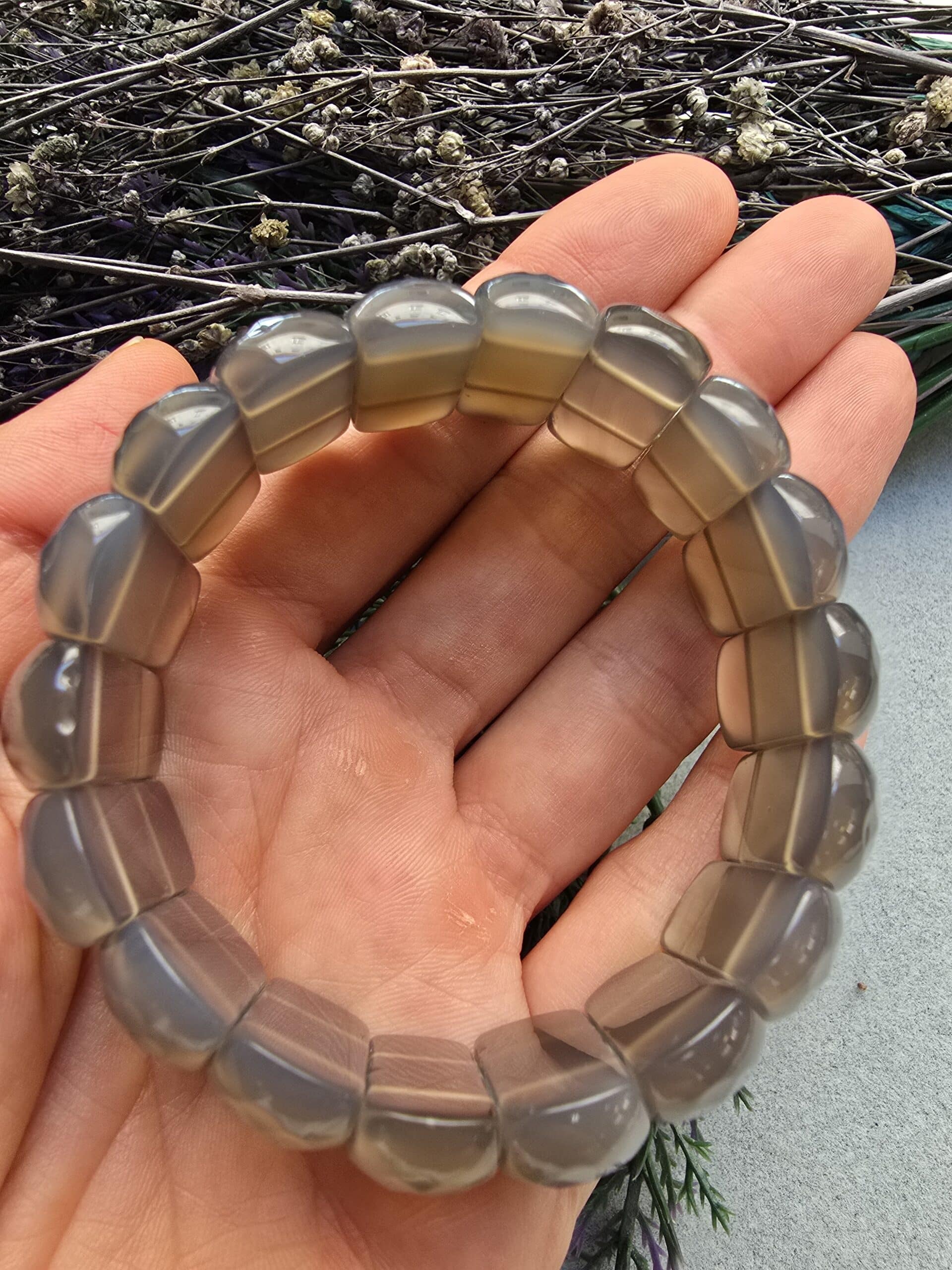 25 MM Dumanlı Kuvars Doğal Taş Bileklik