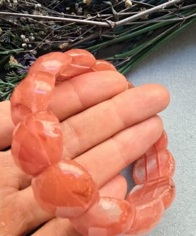 25 MM Gül Kuvars Doğal Taş Bileklik