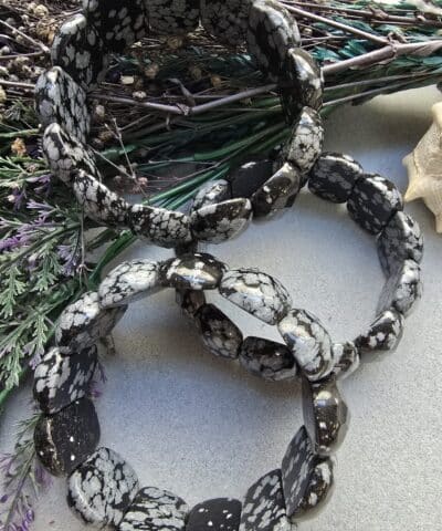 25 MM Karlı Obsidyen Doğal Taş Bileklik