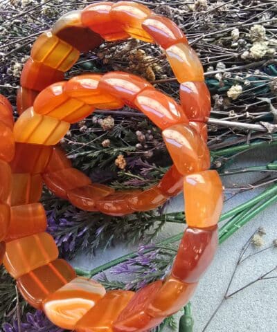 25 MM Karnelyan Akik Doğal Taş Bileklik