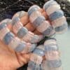 25 MM Pembe Kuvars Akuamarin Doğal Taş Bileklik