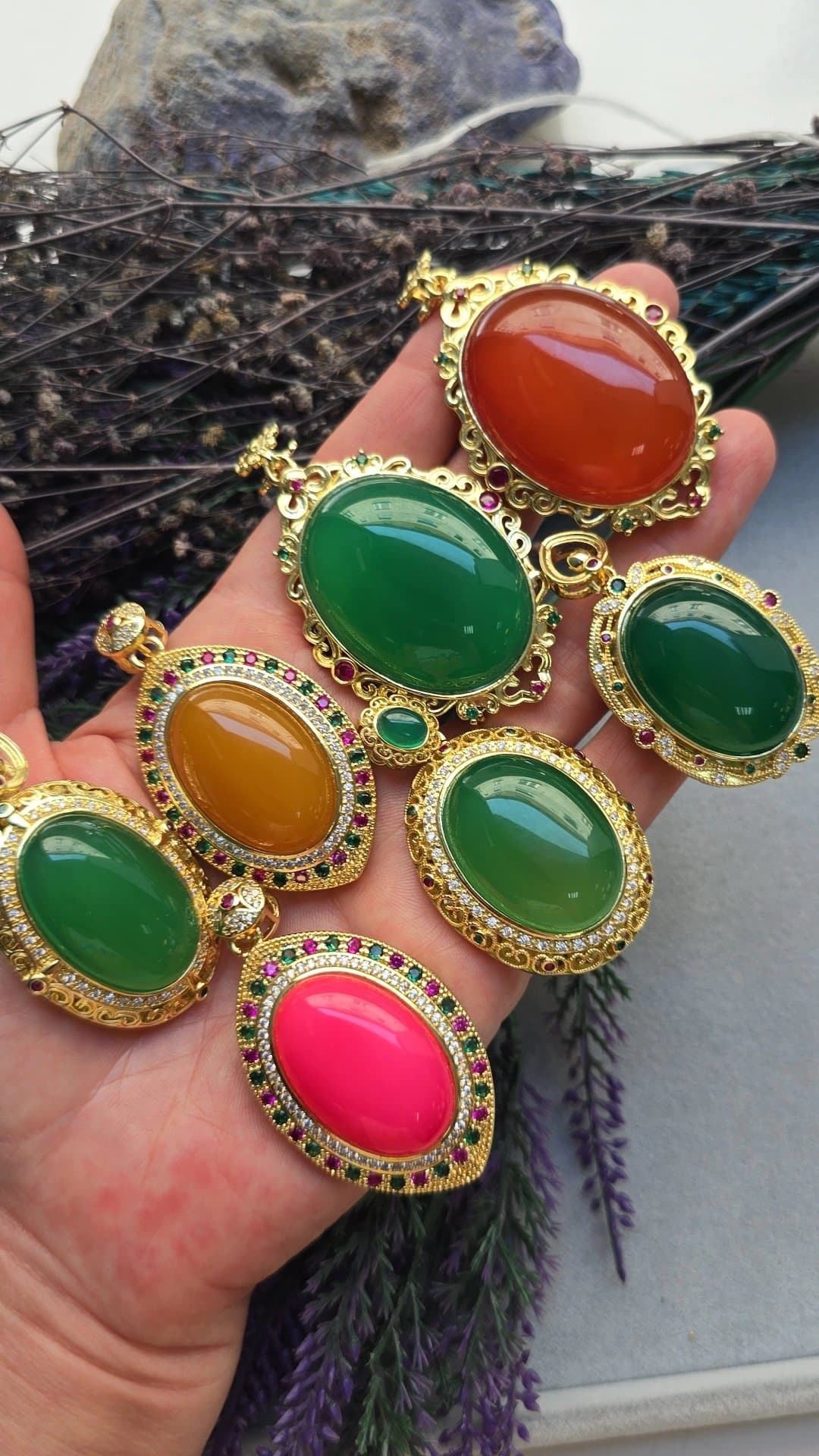 5A Premium Akik Madalyon Kolye Ucu