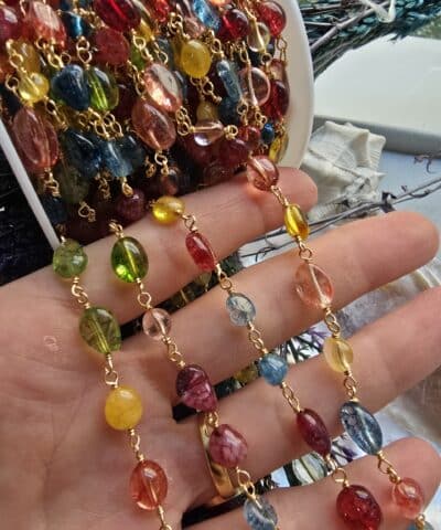 6 MM Çakra Kuvars Taşları Takı Zinciri