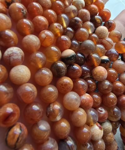 8 MM Küre Acık Kahve Damarlı Akik Taşı