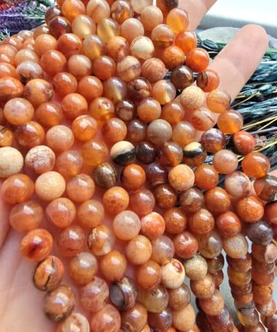 8 MM Küre Acık Kahve Damarlı Akik Taşı