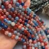 8 MM Küre Bordo Mavi Mix Akik Taşı