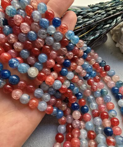 8 MM Küre Bordo Mavi Mix Akik Taşı