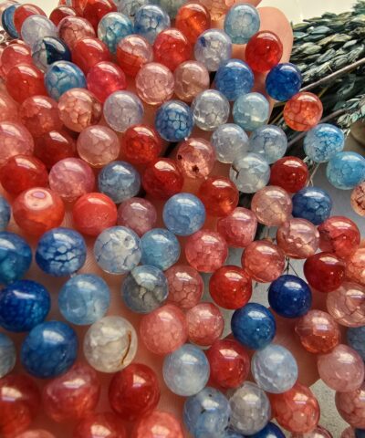 8 MM Küre Bordo Mavi Mix Akik Taşı