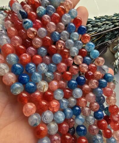 8 MM Küre Bordo Mavi Mix Akik Taşı