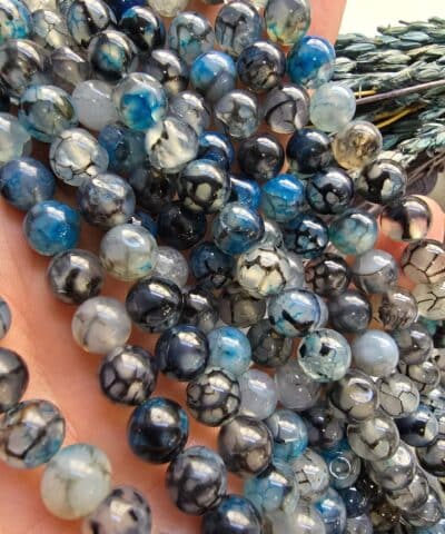 8 MM Küre Gece Mavisi Damarlı Akik Taşı