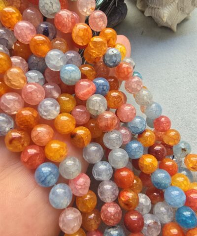 8 MM Küre Turuncu Mavi Mix Akik Taşı