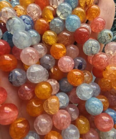 8 MM Küre Turuncu Mavi Mix Akik Taşı