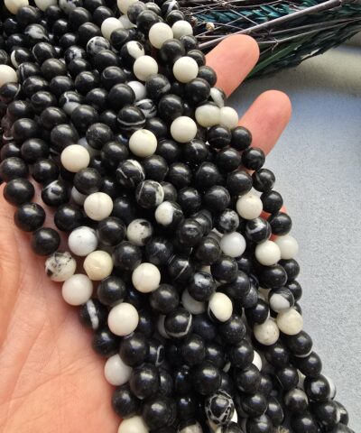 8 MM Siyah Beyaz Dalmaçya Jasper Taşı