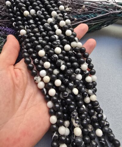 8 MM Siyah Beyaz Dalmaçya Jasper Taşı