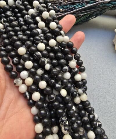 8 MM Siyah Beyaz Dalmaçya Jasper Taşı