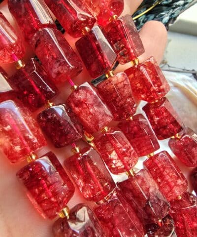 9x14 MM Silindir Kırmızı Kuvars Taşı