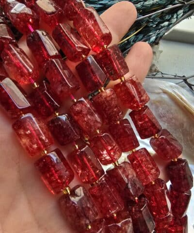 9x14 MM Silindir Kırmızı Kuvars Taşı