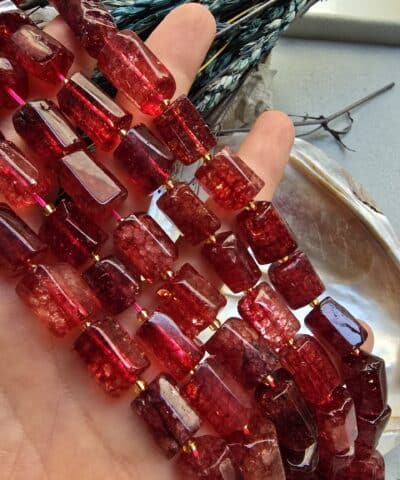 9x14 MM Silindir Kırmızı Kuvars Taşı