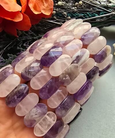 20 MM Pembe Kuvars Ametist Doğal Taş Bileklik
