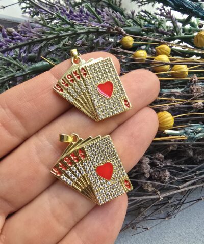 Floş Royal Poker Destesi Zirkon Taşlı Charm