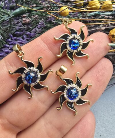 Mavi Taşlı Güneş Kolye Ucu