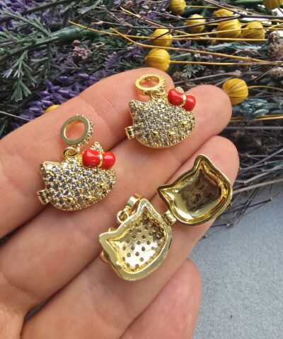 Sevimli Kedi Taşlı Açılır Kapanır Çarm