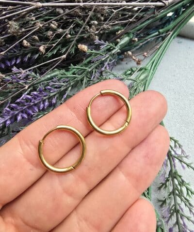16 Mm Kancasiz Klasik Halka Celik Kupe Gold