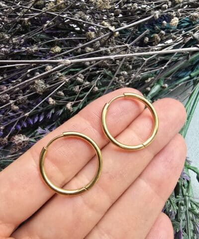 22 Mm Kancasiz Klasik Halka Celik Kupe Gold