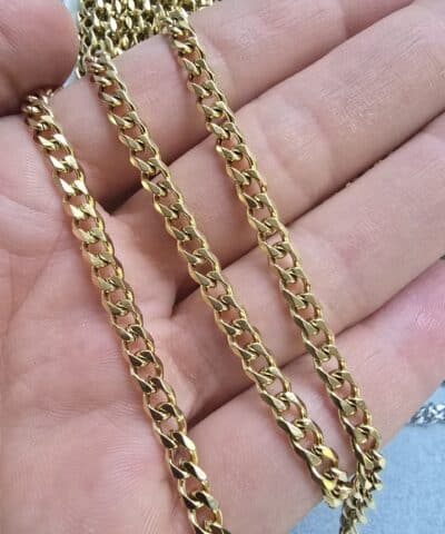 4 Mm Trasli Halka Model Celik Taki Zinciri Gold