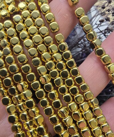4x4 Mm Oval Kup Hematit Dogal Tas Gold