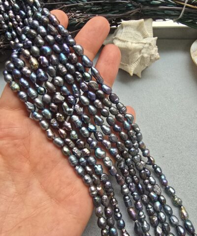 5x6 MM Oval Doğal Siyah İnci