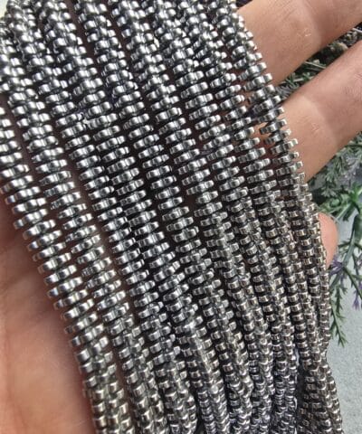 6x2 MM Papatya Hematit Doğal Taş - Gümüş