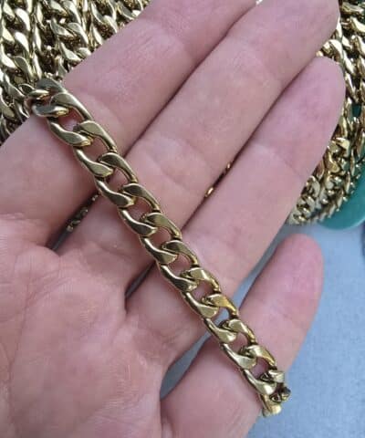 7x10 Mm Oval Trasli Celik Taki Zinciri Gold