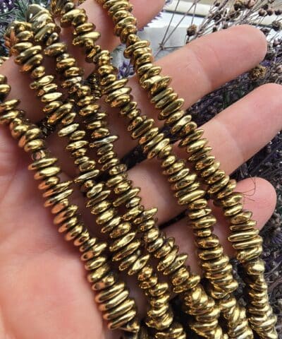 Amorf Disk Sekilli Ara Aparat Dogal Hematit Tasi Gold