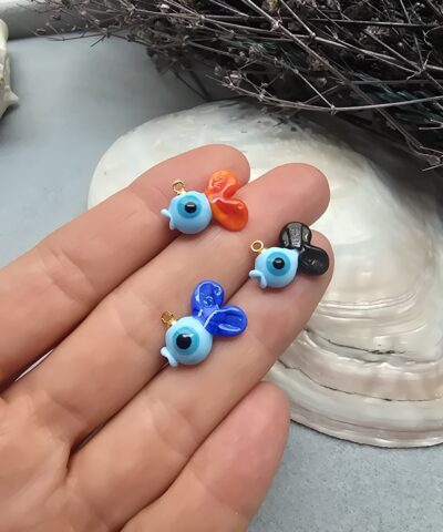 Balık Nazar Gözlü Murano Cam Obje Charm