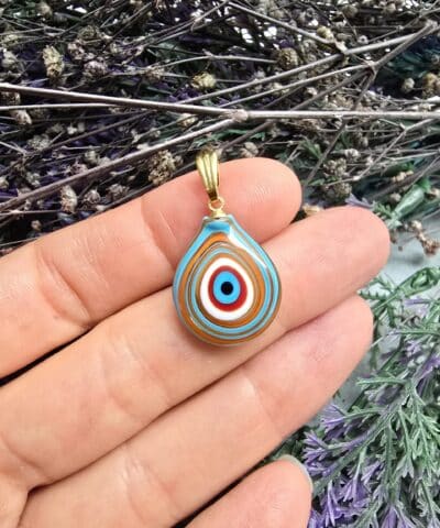 Damla Nazar Gozlu Murano Cam Obje Kolye Ucu 503