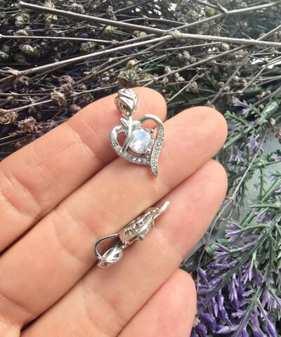 Gul Ve Kalp Silver Charm Kolye Ucu