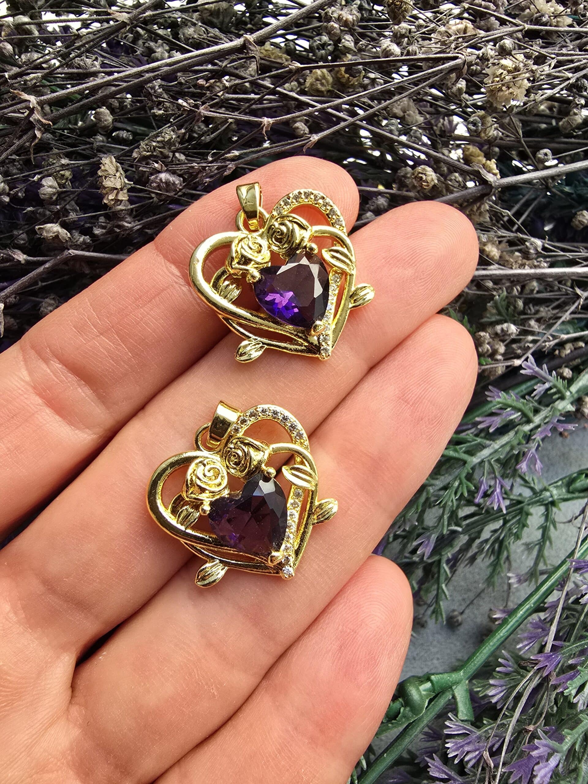 Gullu Mor Kalp Charm Kolye Ucu