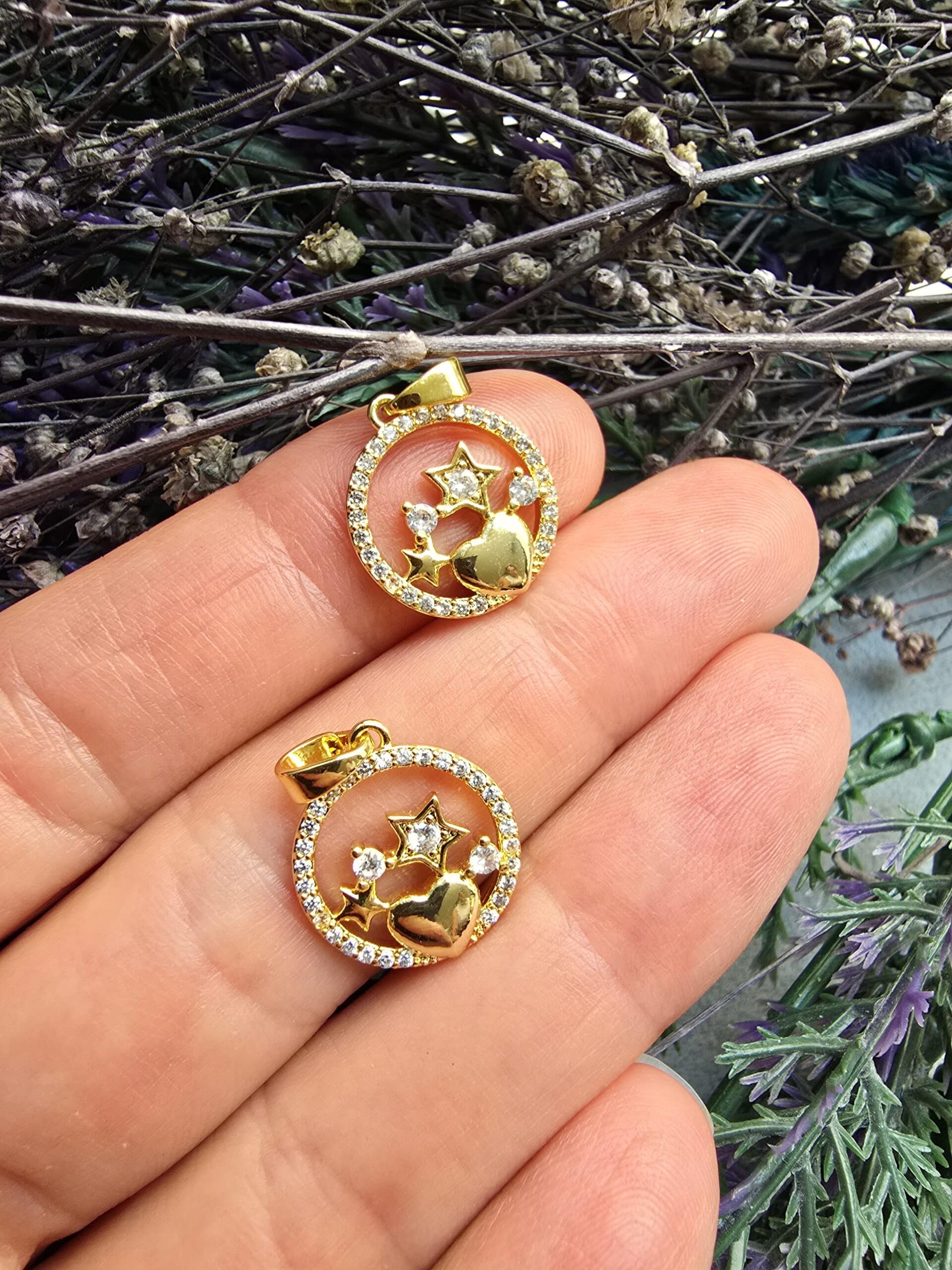 Yildizli Kalp Kolye Ucu