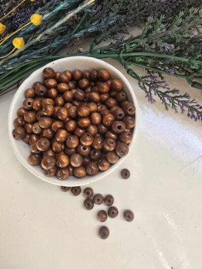 8 MM Koyu Kahve Rondela Ahşap Tahta Boncuk - Görsel 2