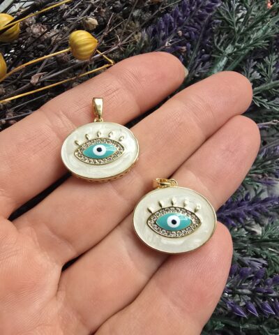 Sedef Mineli Nazar Göz Oval Charm
