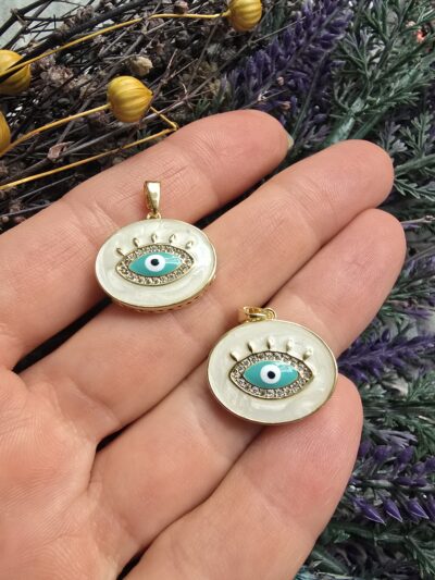 Sedef Mineli Nazar Göz Oval Charm