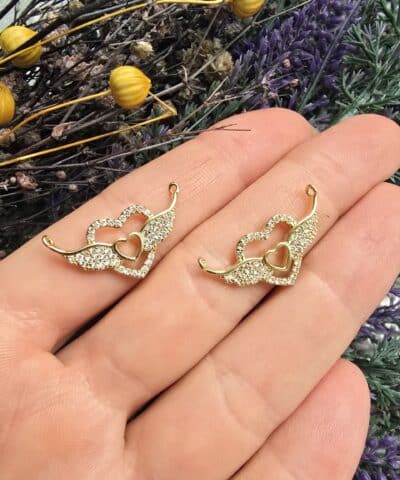 Kanatlar Kalp Çerçeveli Charm