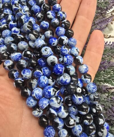 Alternative view of 8 MM Küre Mavi Parçalı Siyah Akik