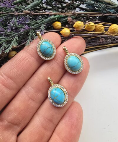 Turkauz Taşlı Zirkon Madalyon Charm