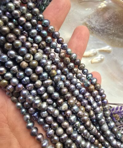 6 Mm Ab Oval Dogal Siyah İnci 2