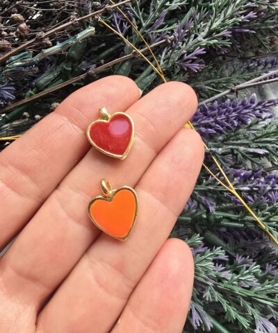 Cift Tarafli Mineli Kalp Charm