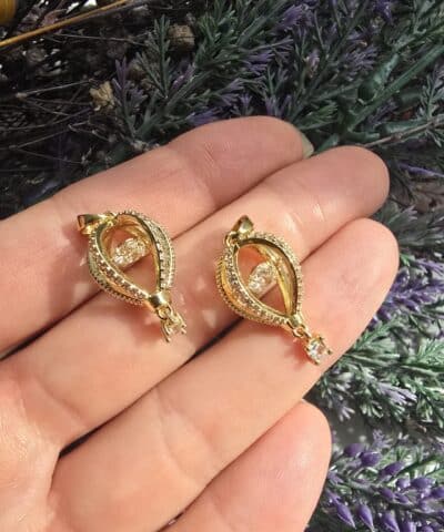 Sallanti Zirkon Tasli Ucan Balon Kolye Ucu Gold