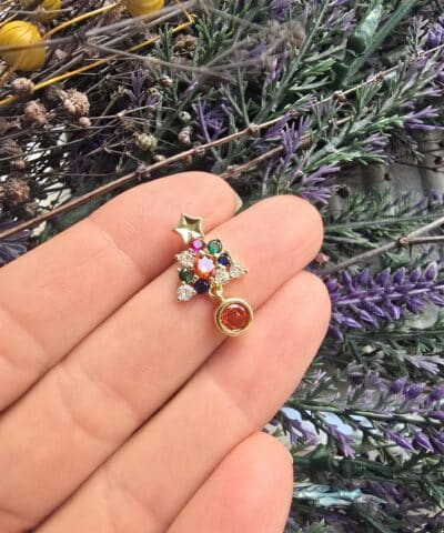 Yildizlar Yeni Yil Temali Kolye Ucu Gold